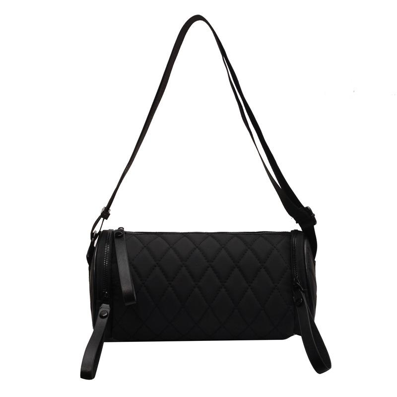 Rhombus Cylinder Bag Female Crossbody Summer New Trendy Texture Versatile Bucket Oxford Cloth Shoulder Pillow Bag
