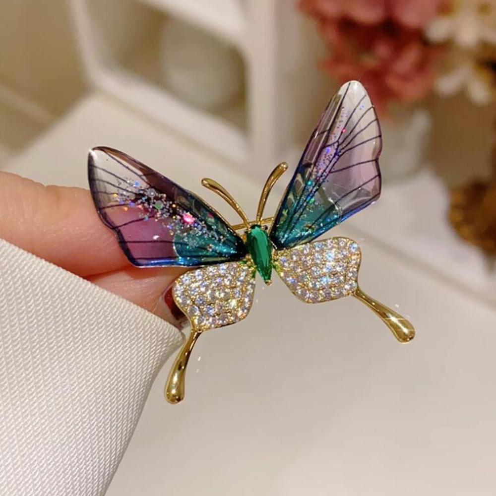 Creative Zircon Butterfly Brooch, Niche Design Women's Anti-Exposed Pin, High Luxury Scarf Buckle, Suit Accessories
