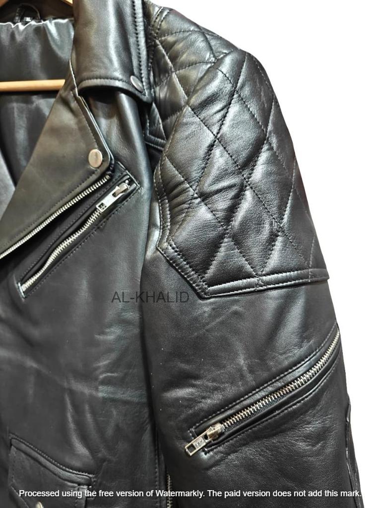 AL KHALID Elegant NEW Men's Jacket 100% Genuine Real Lambskin Leather Racer Biker Jacket