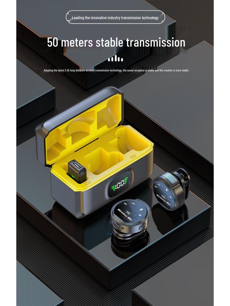 Magnetic Wireless Lavalier Mic with Noise Reduction for Live Streaming & Long-Distance Sound Pickup