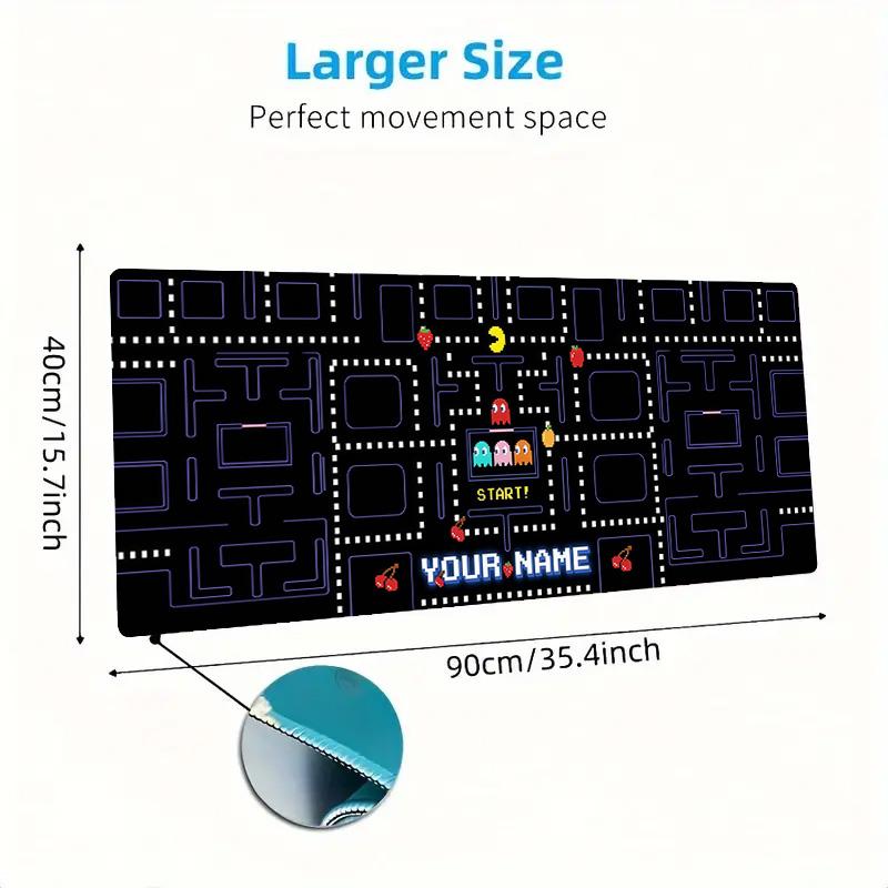 Pacman Custom Name Large Size Mouse Pad Large Gaming Table Cushion Non-slip Laptop Tablet Big Mousepad XXL Mat Mini PC Playmat With Lock Edge