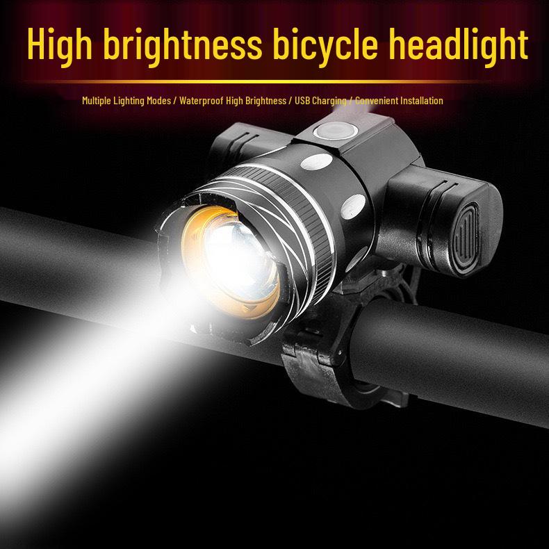 USB Rechargeable Mountain Bike Front Light - Rainproof Night Riding Accessory