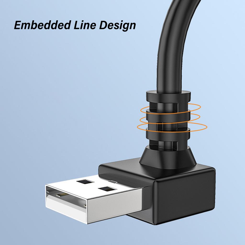 USB 2.0 Extension Cable 480Mbps 90 Degree Right/Left/Up/Down Angles Charging Cable Space Saving Black