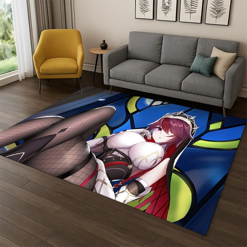 New Genshin Impact Cartoon Game Carpet Rug for Bedroom Living Room Sofa Playroom Doormat Home Decor,Kid Area Rug Non-slip Gift