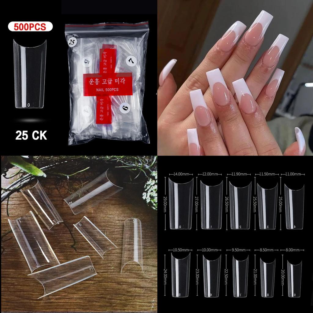 500PCS Natural Transparent Ballerina Almond  Round End Full/Half Ballet Coffin French False Nail Tips Fake Toenail Tip Manicure
