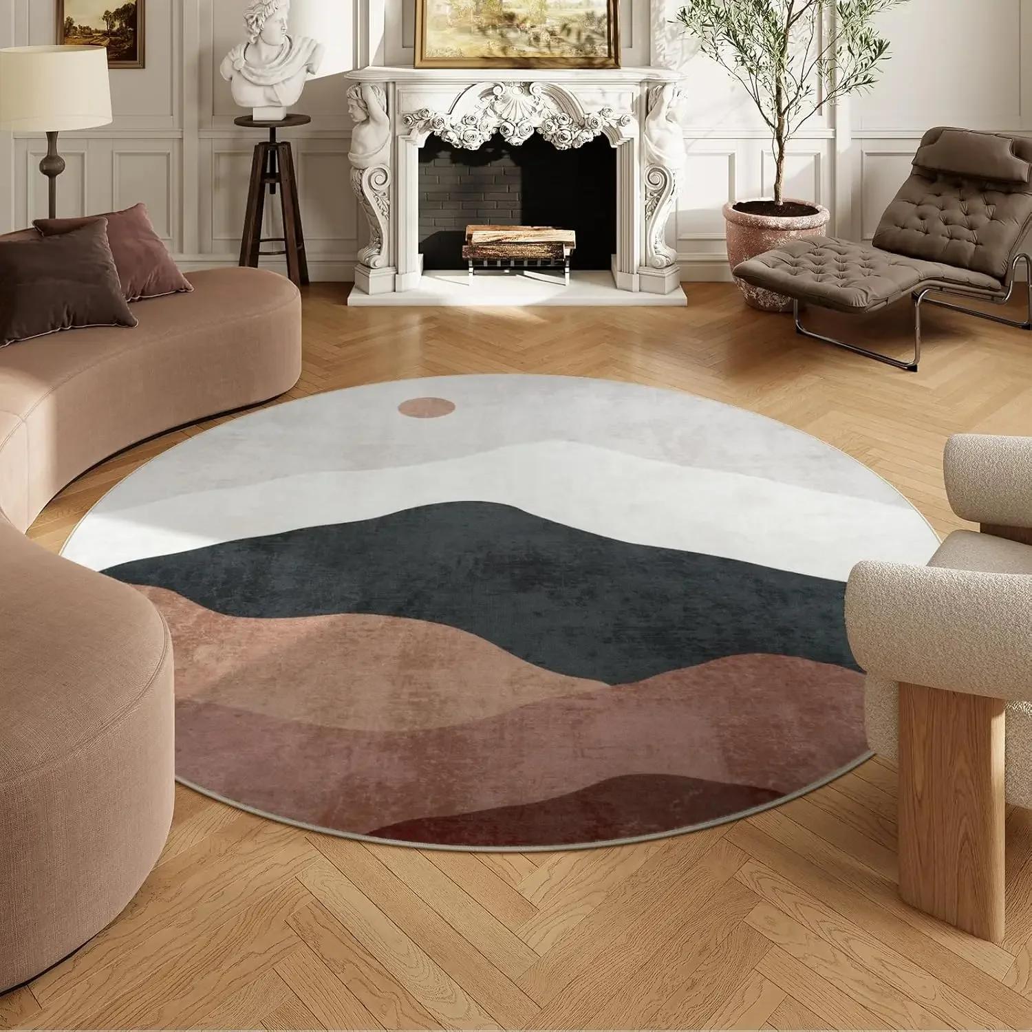 

Round Rug for Bedroom,Soft Area Circle Area Rug Imitation Cashmere Carpet Boho Washable Classroom Carpet for Living Room Decor 60CMx60CM