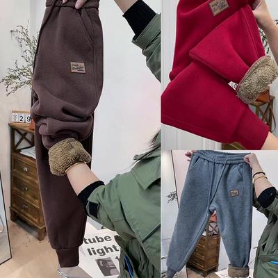 Women Autumn Winter Warm Thick Fleece Pants Fashion Thermal Plush Pants Casual Sports Sweatpants Elastic Waist Trousers