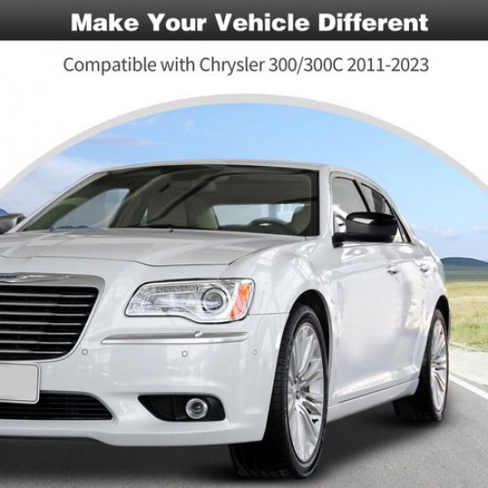 Black Exterior Side Door Rearview Mirror Decor Cover Trim For Chrysler 300C 11+