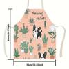 1pc Cute Boston Terrier Dog And Plants Pattern Kitchen Apron For Women Gardening Cooking Baking BBQ Linen Fabric Unisex