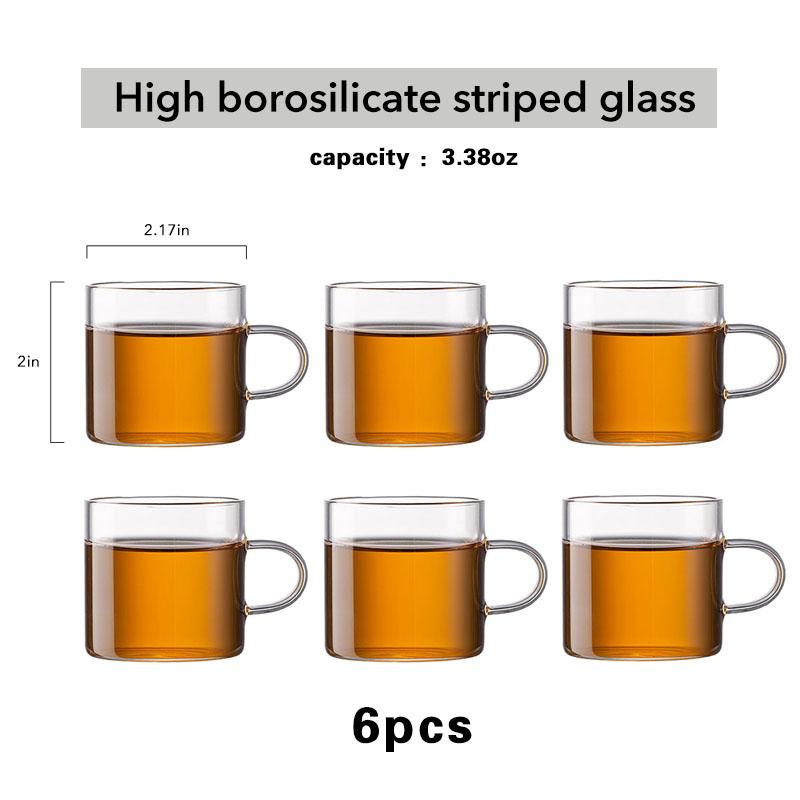 Borosilicate Glass Espresso Cups 1 6 9 PCS Set 3.38oz with Handle Heat Resistant Coffee Shot Cups for Espresso