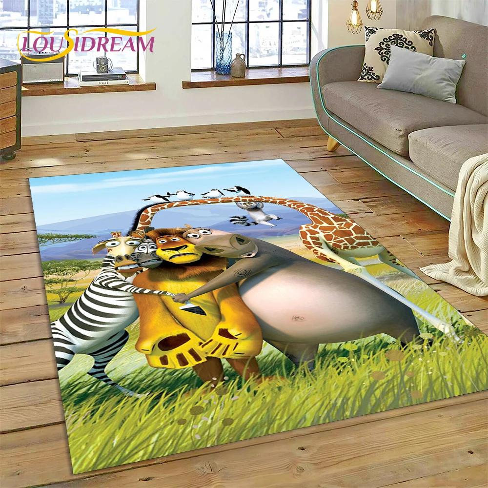 Roztomilý kreslený koberec s tučňáky z Madagaskaru pro obývací pokoj, ložnici, domácí dekoraci pohovky, koberec do dětského pokoje, protiskluzová podložka na podlahu, dárek