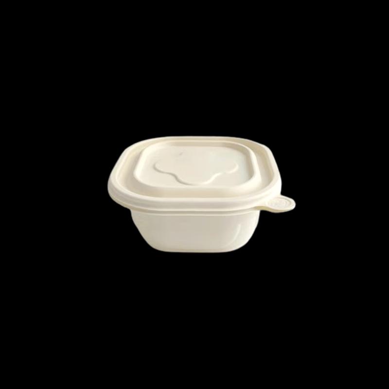 ZL 550ml Quadratische biologisch abbaubare Essensbox mit Deckel