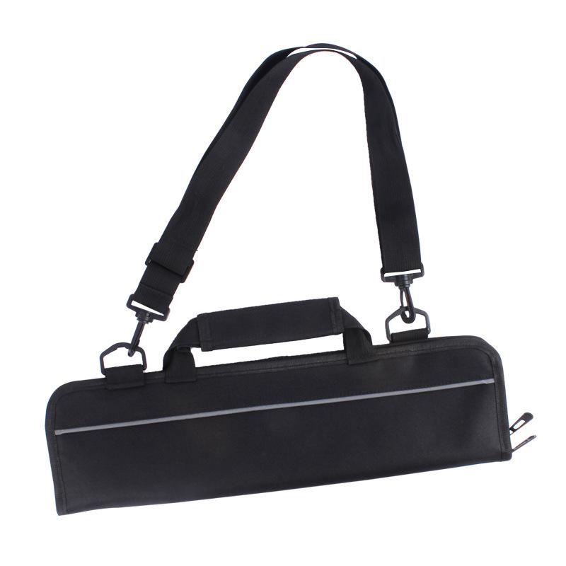 Portable Black Chef Knife Roll Bag with Adjustable Straps Kitchen Cooking Chef Knife Carrying Storage Pockets for Cooking Tools