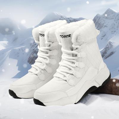 Fashion Lace-up Snow Boots Women Plush Cotton Shoes High-top Boots Ladies Winter Warm Outdoor Shoes for Hiking Trekking