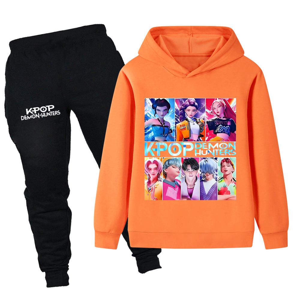 PB1230 Kinder Jungen Mädchen Kpop Mira Zoey Rumi Sajaboys Print Langarm Kapuzenpullover Hose Hosen Kleidung Sets
