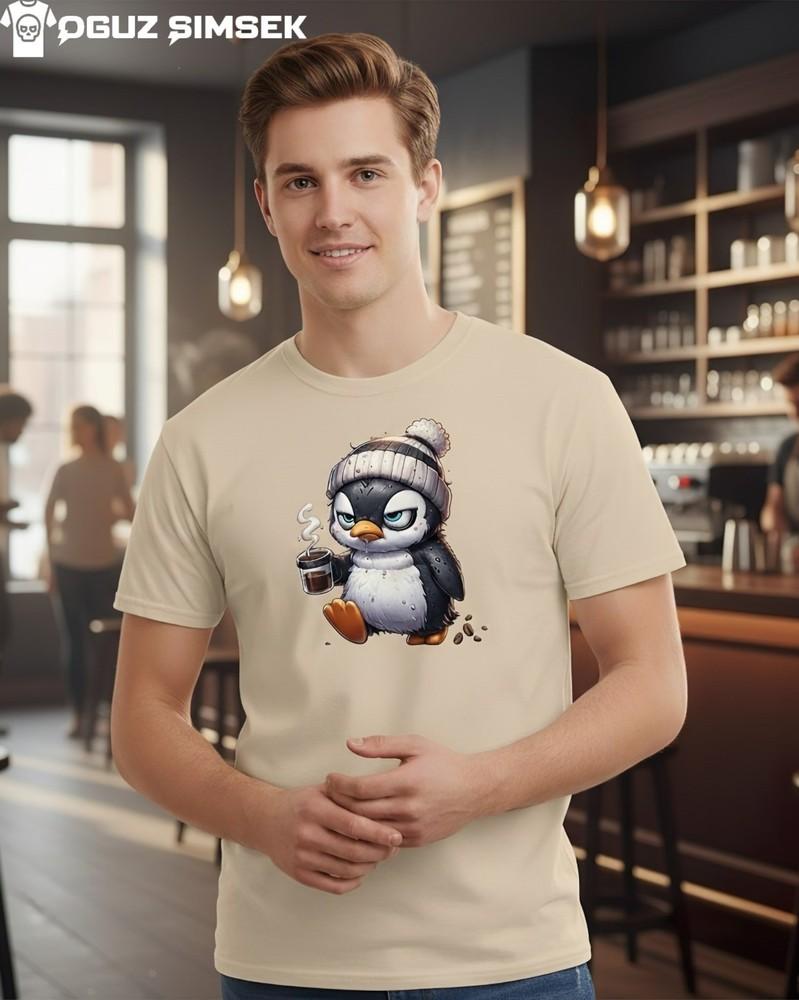 

Ворчливый Пингвин Кофе Футболка | Милая Угрюмая Животная Зимняя Юмористическая Футболка 3XL