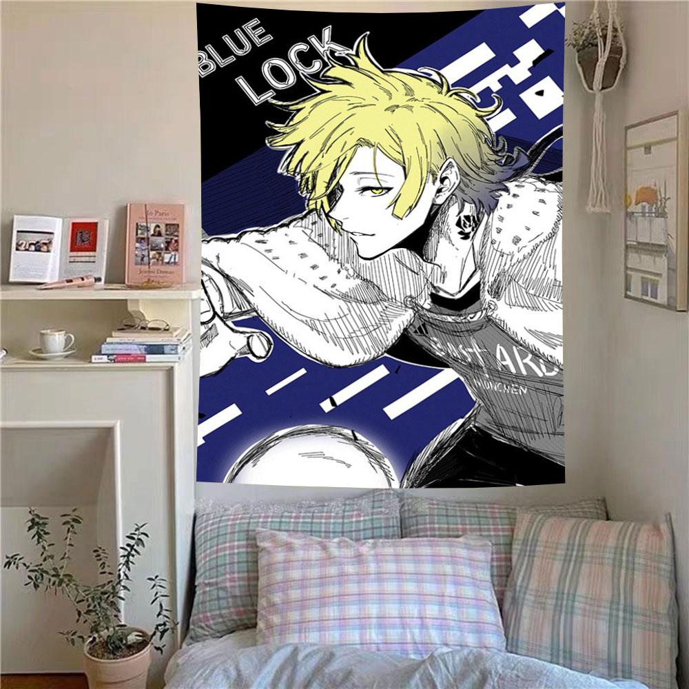 

New Style Blue Lock Printed Tapestry Anime Theme Wall Hanging Aesthetic Background Cloth for Bedroom Wall Decoration 74x94cm(29x37in)