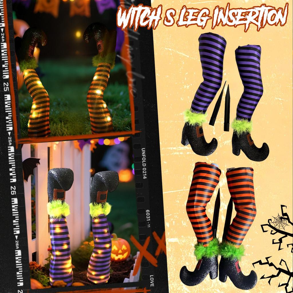 2 Pcs Halloween Witch Legs With Stakes, Halloween Witch Prop Decoration, Halloween Decorations For Outdoor Garden , Indoor Outdoor Halloween Decor