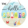 Tropical Wall Decor Hello Summer Door Sign, Ice Pop Flip Flop Welcome Hanger, Outdoor Patio Farmhouse Hanging Wooden Wreath for Front Home Porch