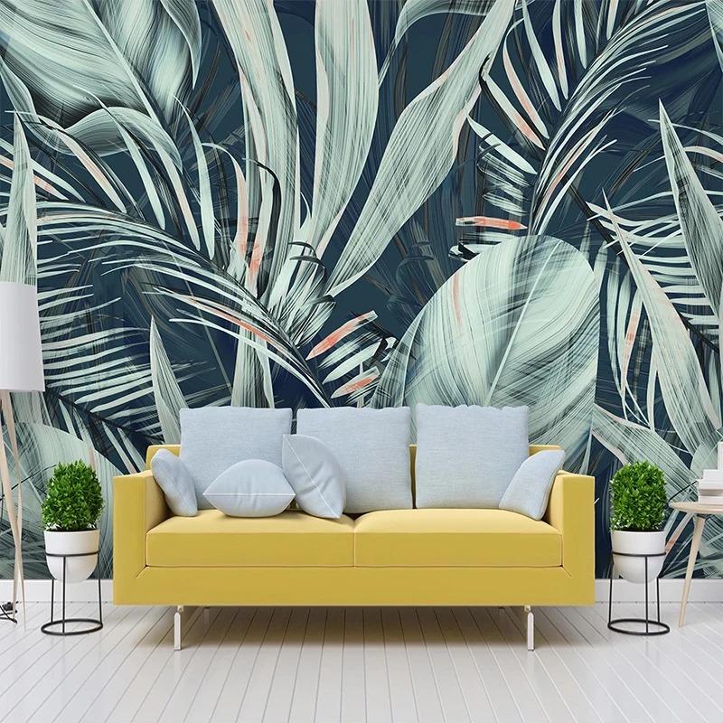 Individuelle Wandmalerei Tropischer Regenwald Bananenblatt Kokospalme 3D Fototapete Wohnzimmer Schlafzimmer Küche Restaurant Dekoration