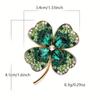 Green Rhinestone Shiny Four Leaf Clover Brooch Pin, Versatile Accessory For Cardigan Coat Hat Perfect Fashion Gift For Women