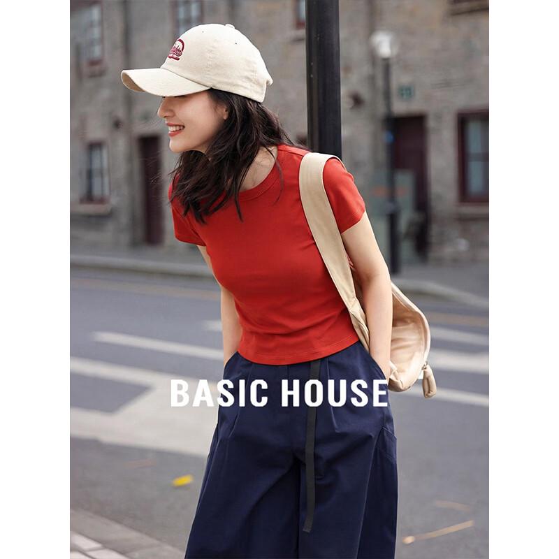 Basic House Women s Short Sleeve Round Neck T-Shirt L