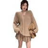 Gentle Mink Knitted Sweater Autumn and Winter New Lazy Knitted Sweater Top Loose Mid-length Scarf