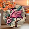 Retro Cowboy Flamingo Metal Sign, 8x8 Inch Round Tin Art for Home Bar Kitchen Wall Decor