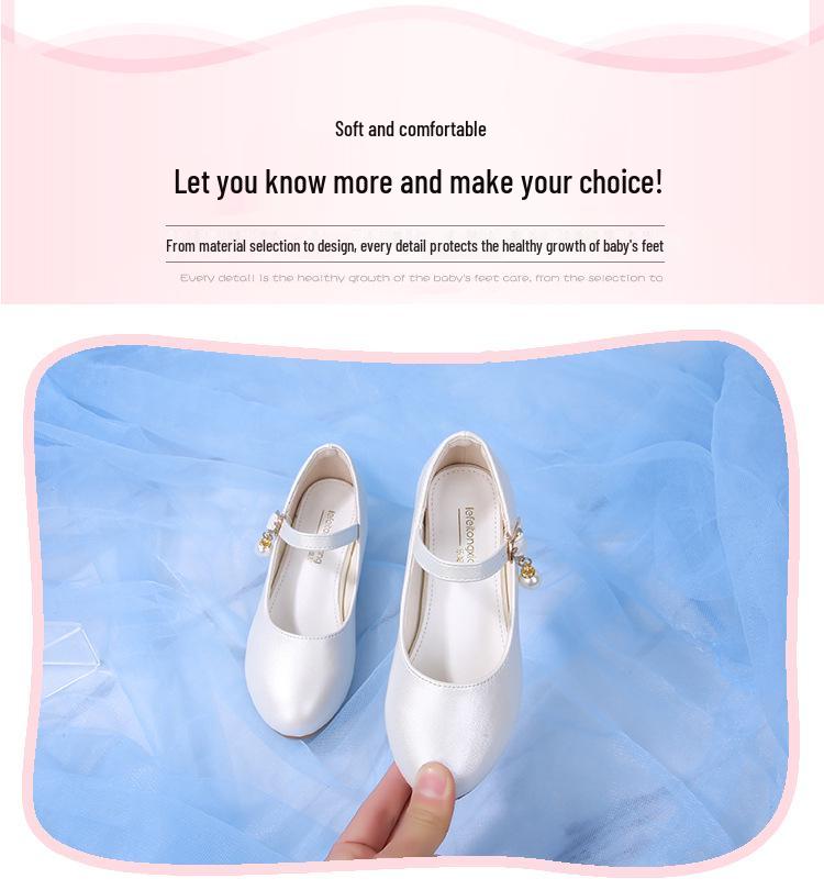 Girls' High Heel Leather Princess Shoes with Crystal Accent - New Korean-Inspired Spring/Autumn Edition for Children's Performances