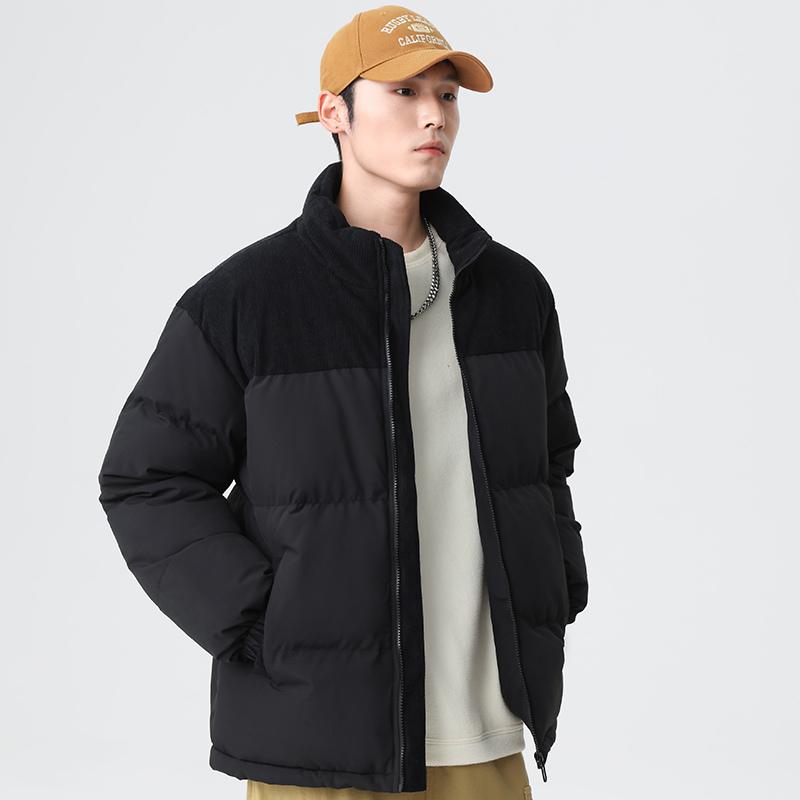 

Men s Coat Winter New Corduroy Parka Coat Couple Winter Clothes Cotton Jacket New Arrivals Retro Korean Style Brand Down Jacket M чёрный