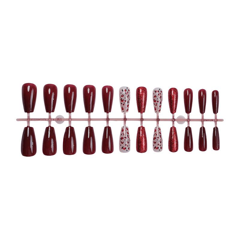 

Бургундские ногти накладные кошачий глаз на День святого Валентина: Ручная работа, многоразовые типсы для нейл-арта