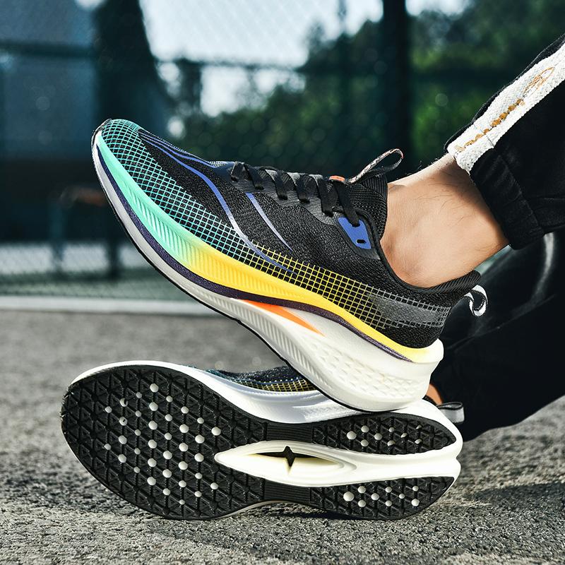Fashion Men's and Women's Sports Running Shoes Casual Breathable Mesh Surface Carbon Plate Support Wear-resistant Rubber Outsole