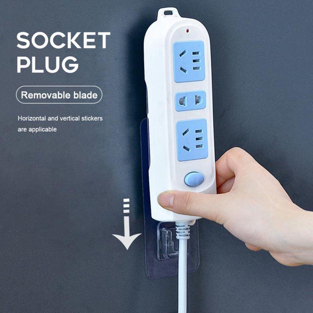 Wall-mounted Self-Adhesive Punch-free Transparent Socket Holder Plug Fixer Plug Sticker