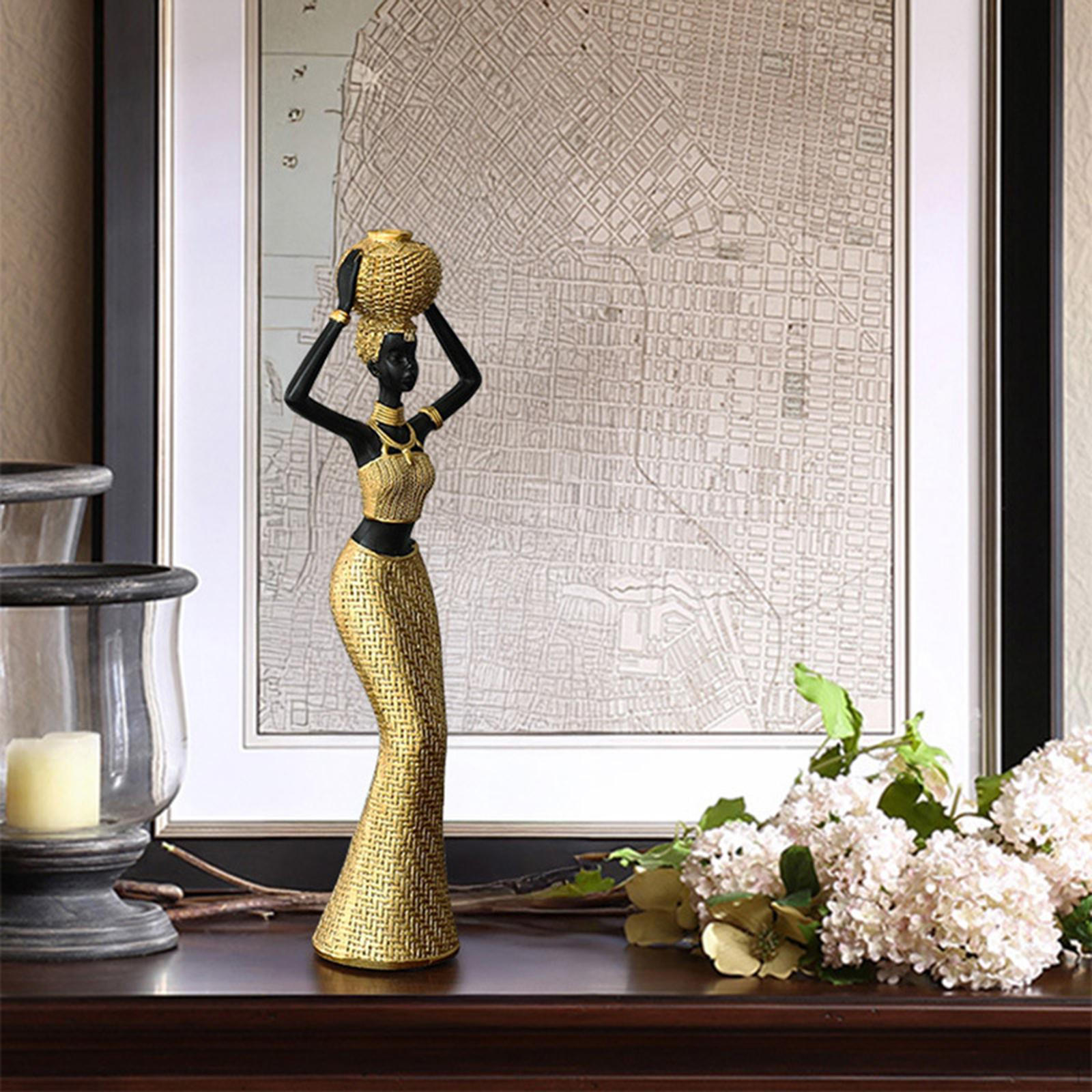 

Африканское произведение искусства Женская фигурка Настольное украшение для домашнего дисплея Декор Многофункциональный Коллекционный Style A