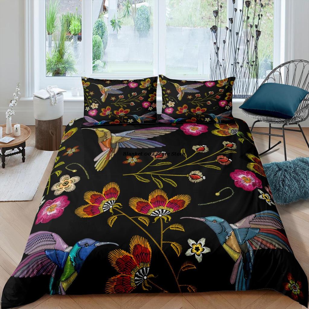 Cartoon Bird Print King Queen Duvet Cover Colorful Cute Pet Birds Bedding For Adult Fashion Animal 2/3pcs Polyester Quilt Cover