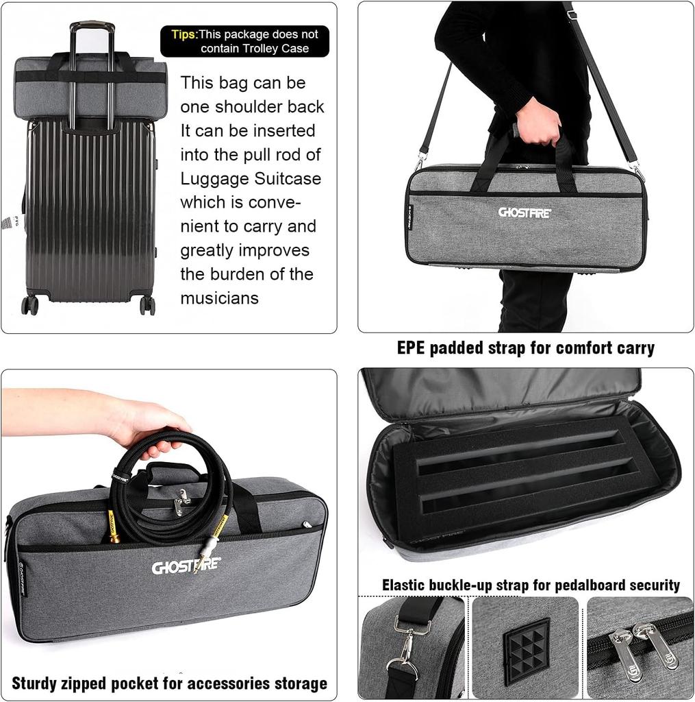GHOSTFIRE Ultra Light Guitar Effector Board Pedal Board Aluminum Alloy Velcro Fastener Carrying Bag Included V Series (V-Little20(51X18cm))