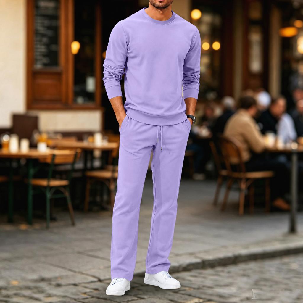 Men's Versatile 2 Piece Sweatsuit with Hooded Sweatshirt and Sweatpants for Casual Wear