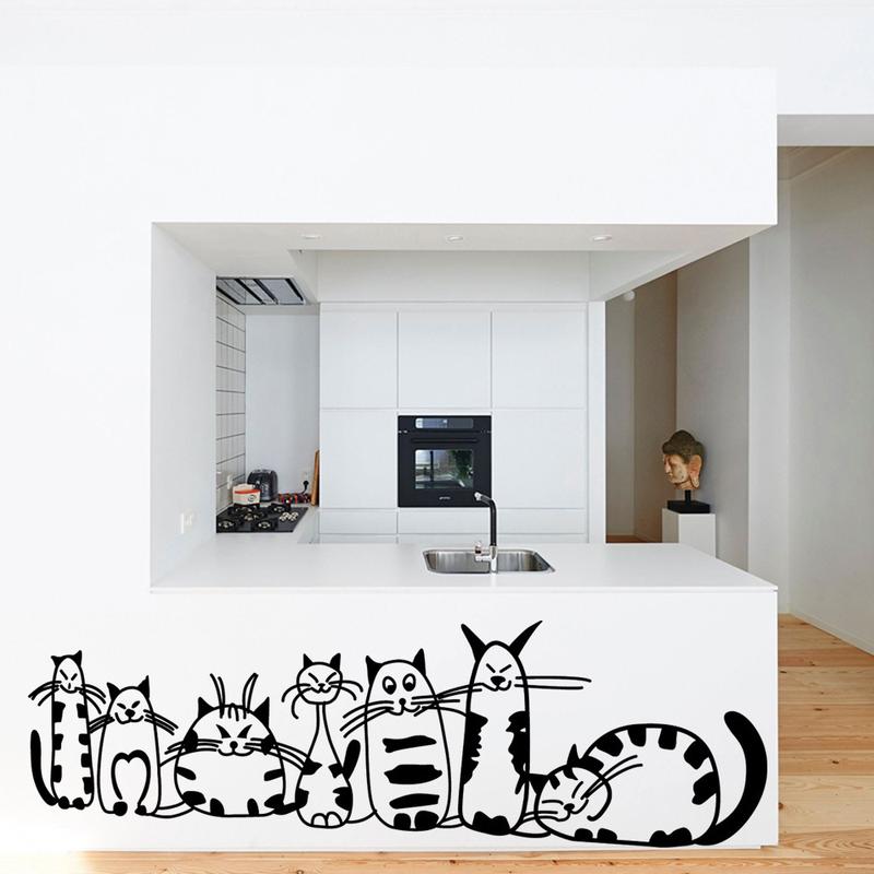 Cute Cat Home Background Removable Waterproof Decorative Wall Stickers