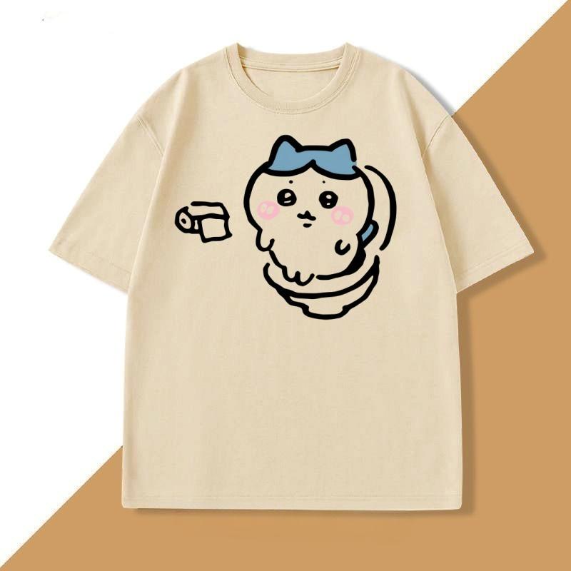 Cute Chiware On The Toilet Tshirt for Unisex Women Funny Cotton Short Sleeve Round Neck Tshirt Humor T Shirt Loose Casual Clothes