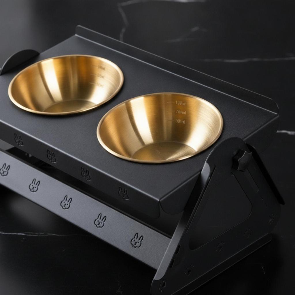 Adjustable Elevated Pet Feeding Stand with Stainless Steel Bowls Ergonomic