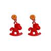 Fu Character Chinese Style Pony Earrings Zinc Zinc Alloy Red Drop Earrings Chinese Horse Stud Earrings  Woman