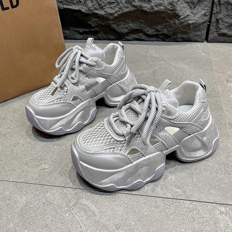 Mode Europäische Station Daddy Schuhe Damen 2025 Sommer Neue Plateau Erhöhte Lässige Sneaker Vielseitige Atmungsaktive Mesh Schuhe