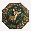 1pc Deer Floral Wreath Automatic Folding Umbrella - Windproof Compact Travel Umbrella with Auto Open/Close, 8-Rib Heavy-Duty Shaft for Women/Men A025