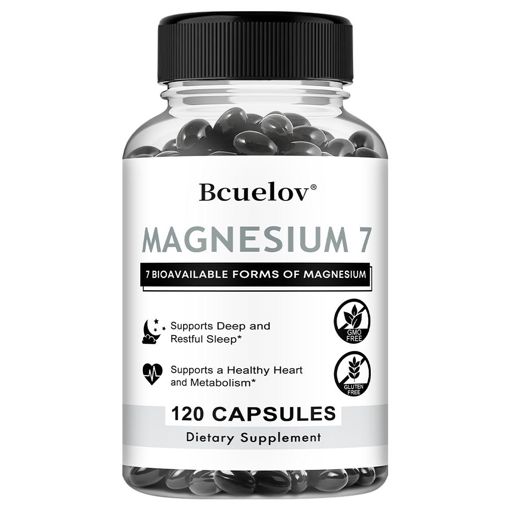 Bcuelov 7 types of magnesium composite capsules containing magnesium glycinate magnesium manganese citrate and vitamin B6 to aid sleep