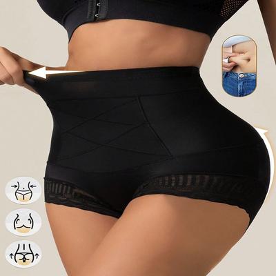 High Waist Shaping Underwear Women Seamless Control Panties Tummy Slimming Body Shaper Briefs with Lace Trim for Comfortable Fit