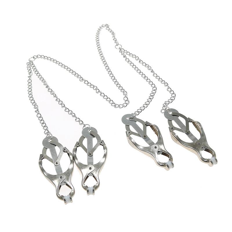 [] Stainless Steel Four-Head Nipple Clamp Female Female Training Couple Bed Toys Sex Tools Sex Toys