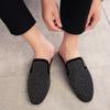 Luxury Glitter Rhinestone Leather Shoes Men Designer Outerwear Half Mules Casual Slides Slippers Sandals Male Fashion Mocassins