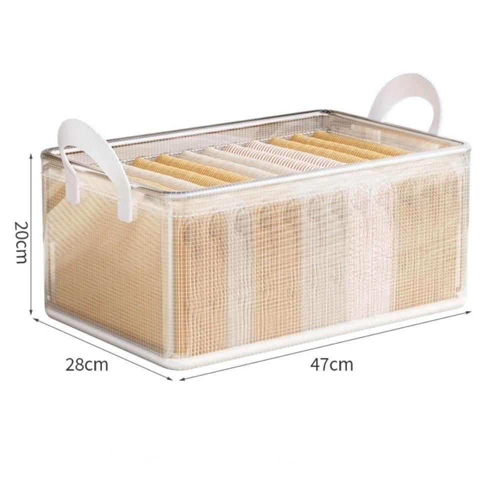 Space Saver with Metal Frame Storage Basket Clear Stackable Wardrobe Organizer Large Capacity Clothes Box Closet Organization