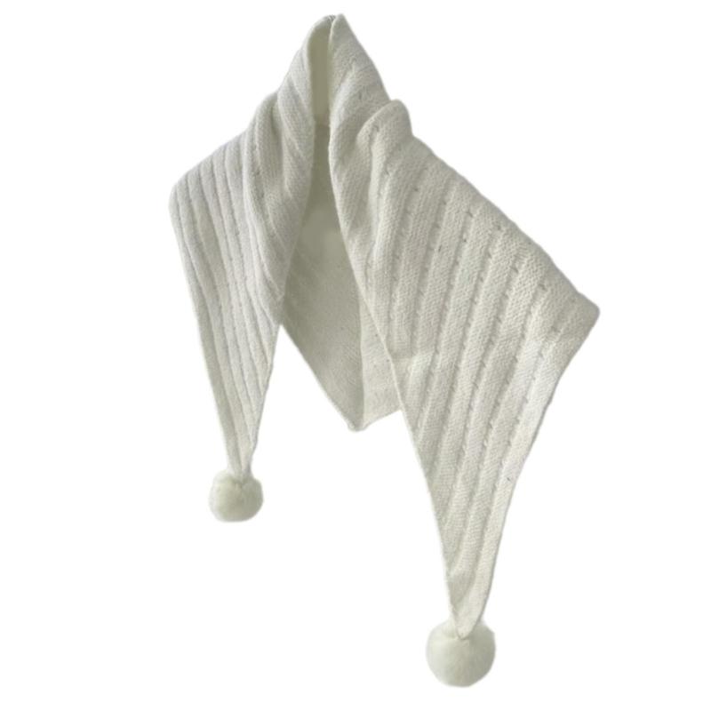 Multipurpose Shawl with Pompoms for Indoor Outdoor Windproof Accessory Neckwear Knitted Scarf Shoulder Wrap Neckwear