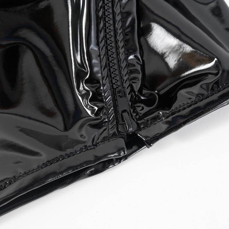 Elastic Bright Leather Hood Sex Toys with Open Mouth Party Mask for Couple Cosplay Slave Adult Game BDSM Bondage Set
